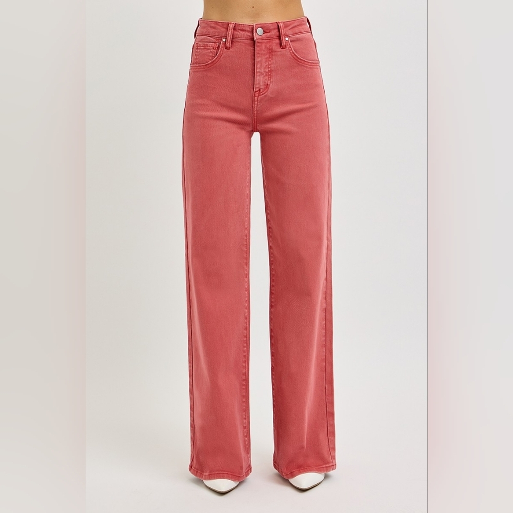 RISEN High Rise Tummy Control Classic Wide Leg Jeans Stretch Brick Various NEW - Picture 7 of 13
